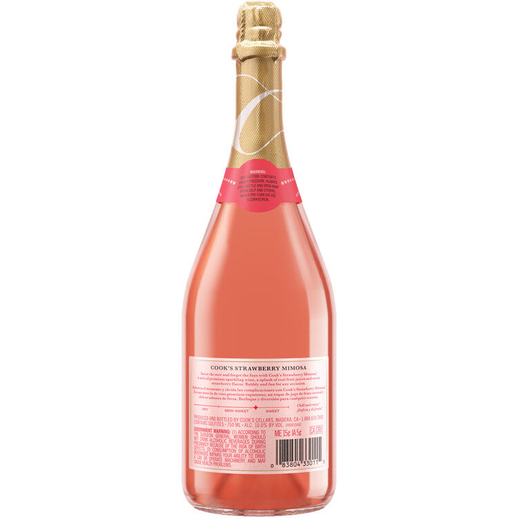 Cook's Sparkling Strawberry Mimosa Wine Based Cocktail - 750ML - Back