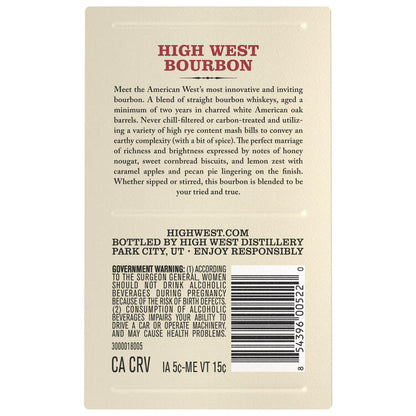 High West Blended Bourbon 92 - 750ML - Back Label