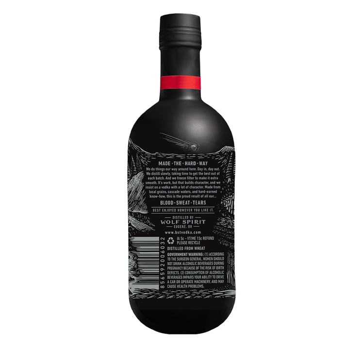 Blood Sweat Tears Vodka 80 - 750ML - Back