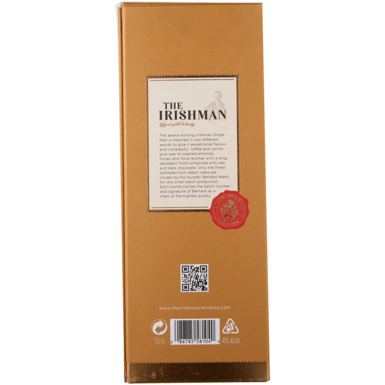 The Irishman Single Malt Irish Whiskey 80 - 750ML - Back