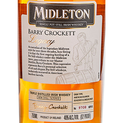 Midleton Single Pot Still Irish Whiskey Barry Crockett Legacy 92 - 750ML