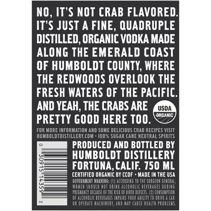 Humboldt Distillery Vodka Small Batch Limited Release 80 - 750ML - Back Label