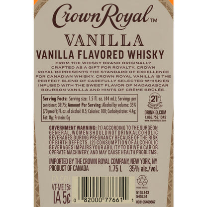 Crown Royal Vanilla Flavored Whiskey 70 - 1.75L - Back Label