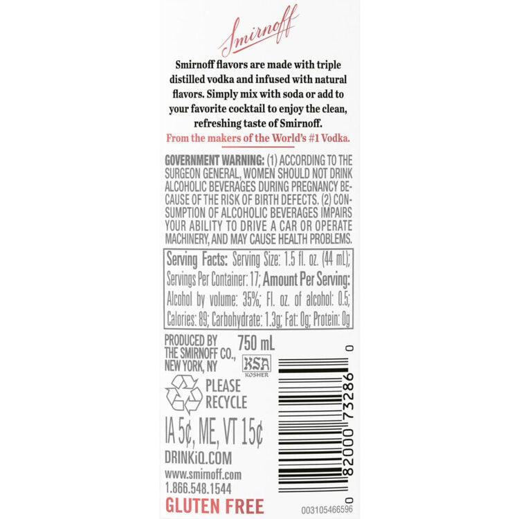 Smirnoff Lime Flavored Vodka 60 - 750ML