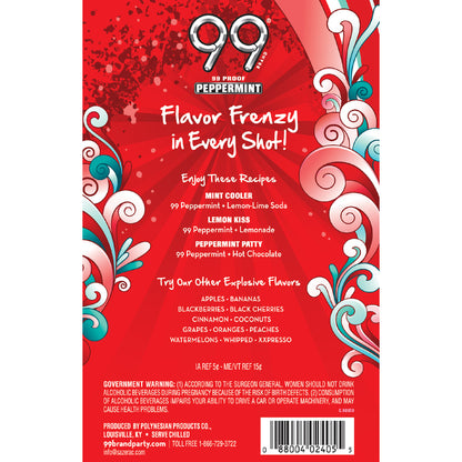 99 Brand Peppermint Schnapps 99 - 750ML - Back Label