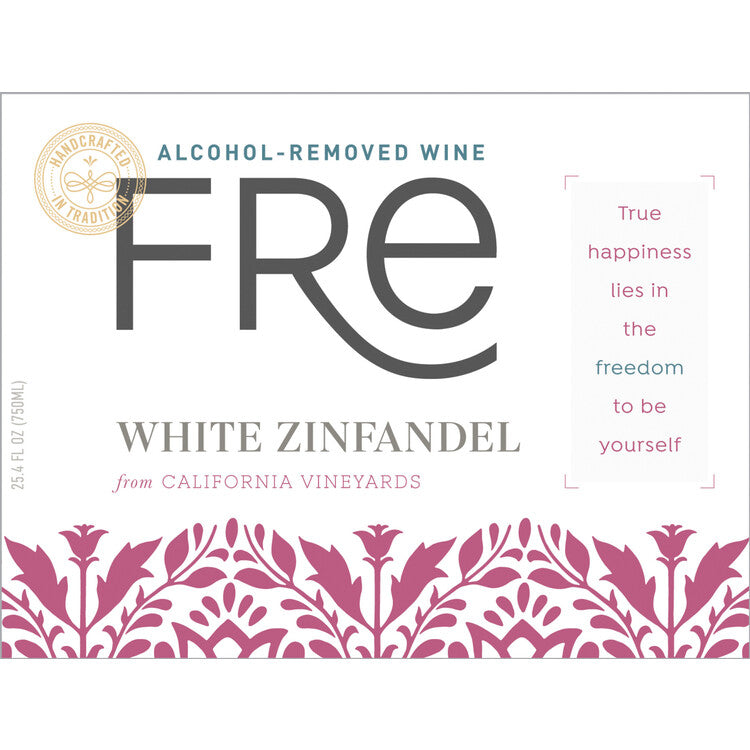Fre White Zinfandel Alcohol Removed - 750ML - Front Label