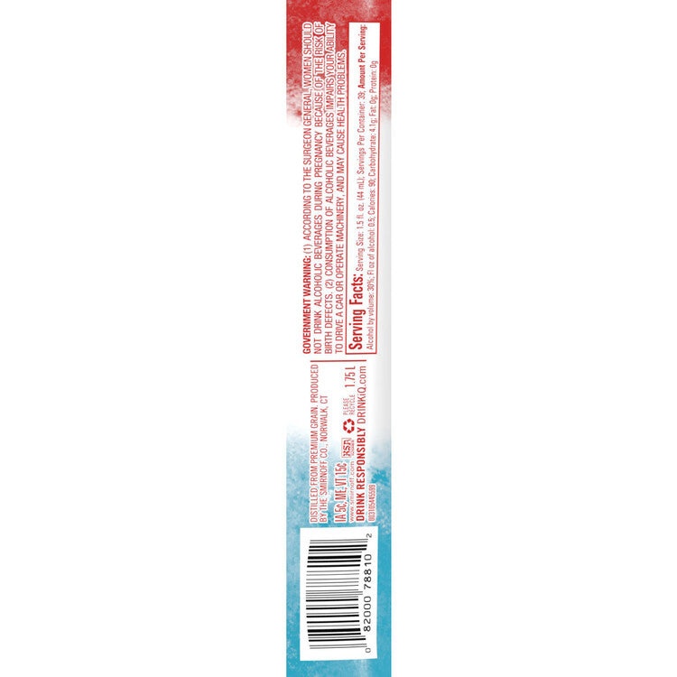 Smirnoff Red White & Berry Flavored Vodka 60 - 1.75L - Back Label