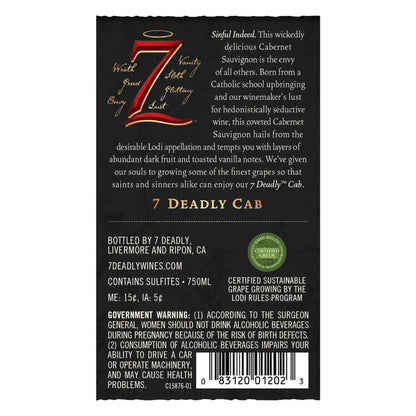 Seven Deadly Cabernet Sauvignon Lodi - 750ML - Back Label