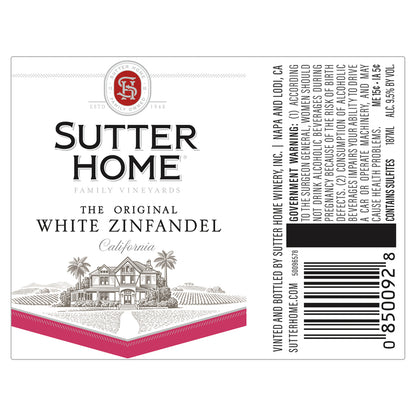 Sutter Home Zinfandel White Zinfandel California - 187ML - Front Label