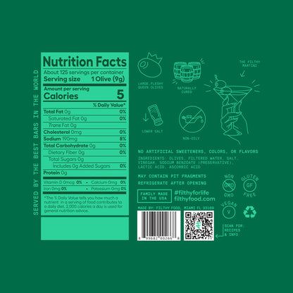 Filthy Pitted Olives - 64 Z - Back Label