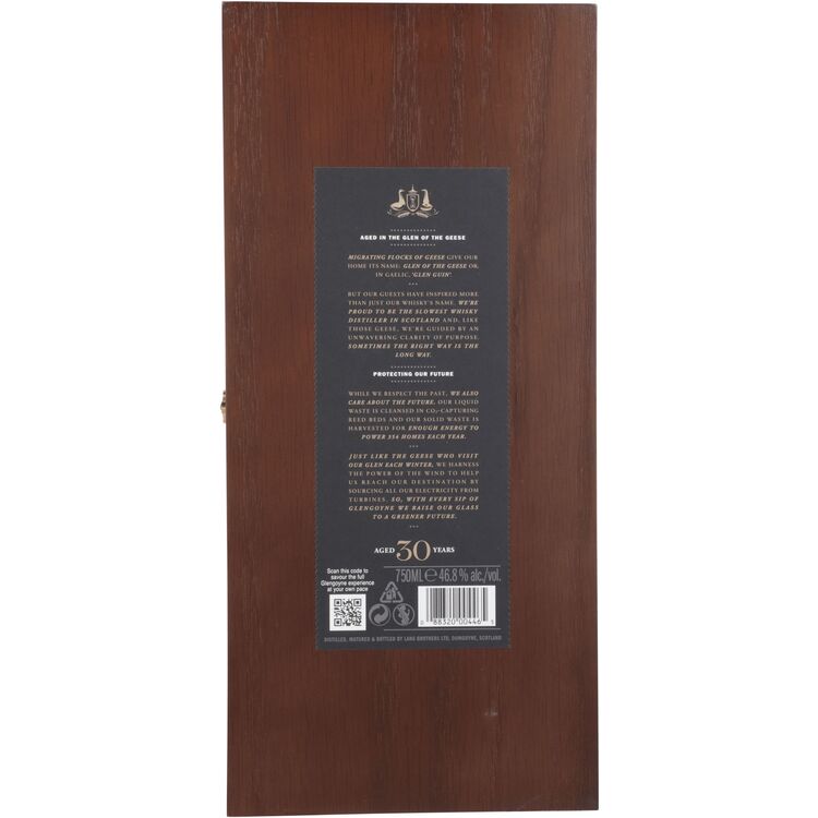 Glengoyne Single Malt Scotch Limited Release 30 Yr 93.6 Wood Box - 750ML - Back