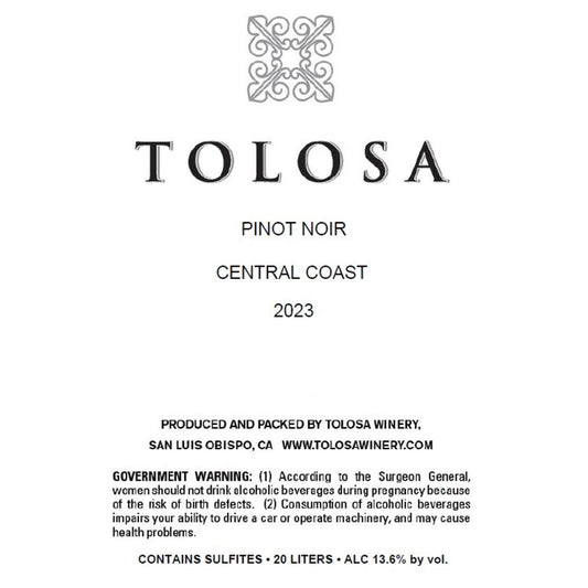 Tolosa Chardonnay Central Coast - 20.0L - Front
