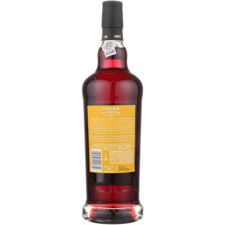 Sandeman Porto Tawny 10 Yr - 750ML - Back