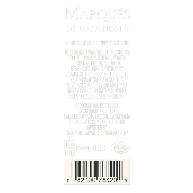 Casa Noble Tequila Anejo Marques De Casa Noble 80 - 750ML - Back Label