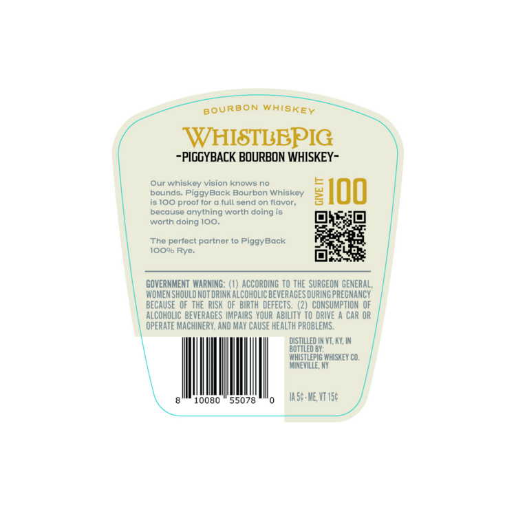 Whistlepig Bourbon Piggyback 6 Yr 100 - 750ML - Back Label