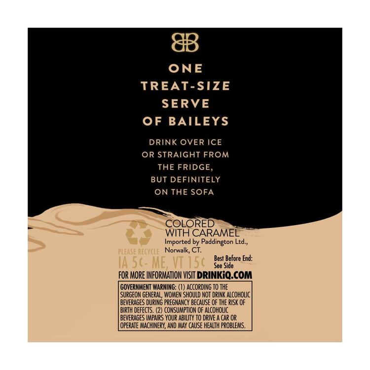 Baileys Irish Cream Liqueur The Original 34 - 100ML - Back Label