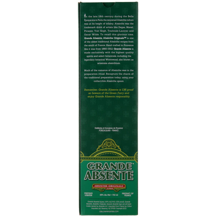 Grande Absente Absinthe Originale 138 W/ Absinthe Spoon - 750ML - Back