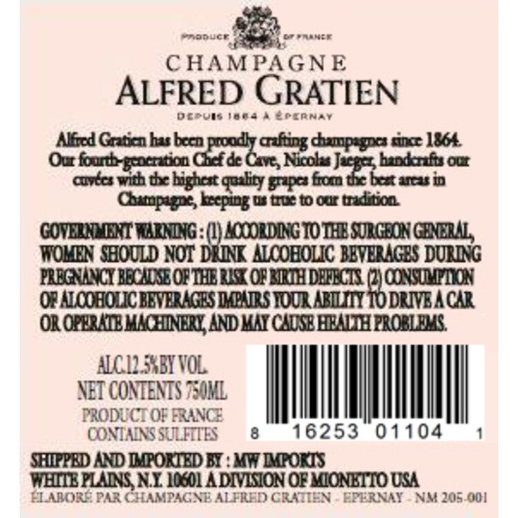 Alfred Gratien Champagne Brut Rose - 750ML - Back Label