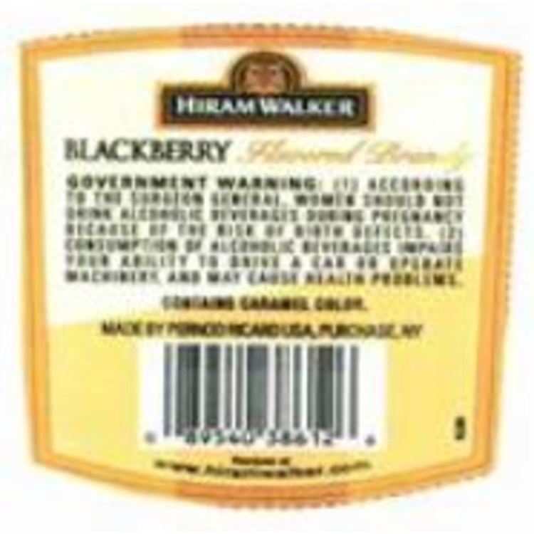 Hiram Walker Blackberry Flavored Brandy 70 - 1.75L - Back Label