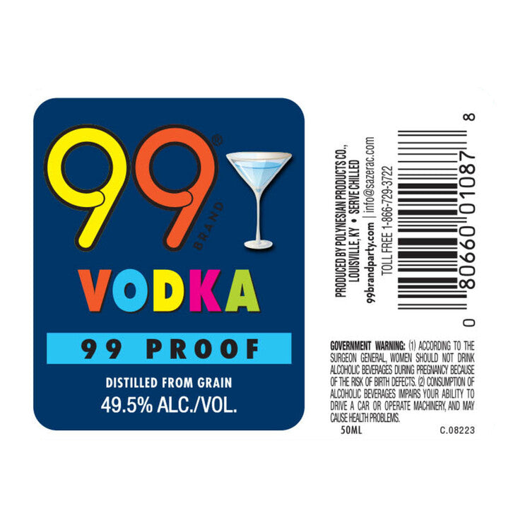 99 Brand Vodka 99 - 50ML - Front Label