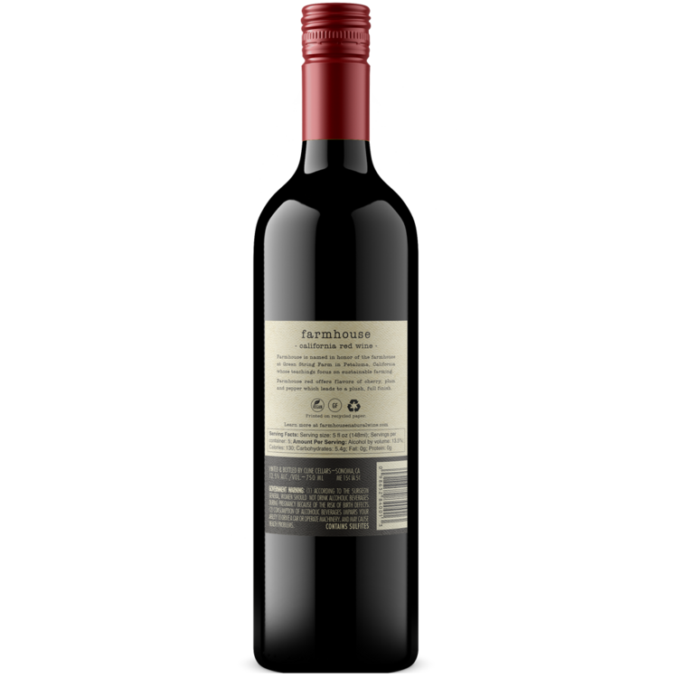 Cline Red Wine Farmhouse California 2022 - 750ML - Back