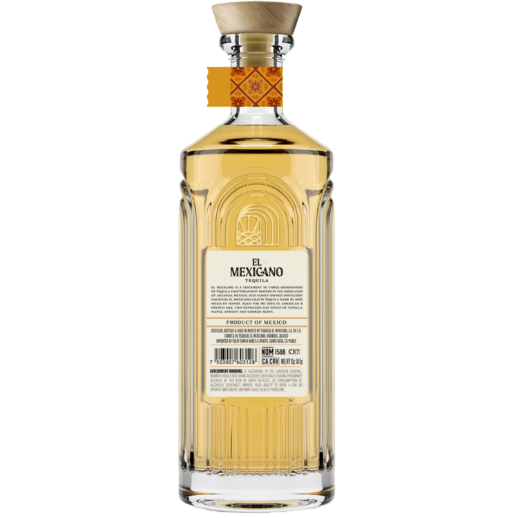 El Mexicano Tequila Reposado 80 - 750ML - Back
