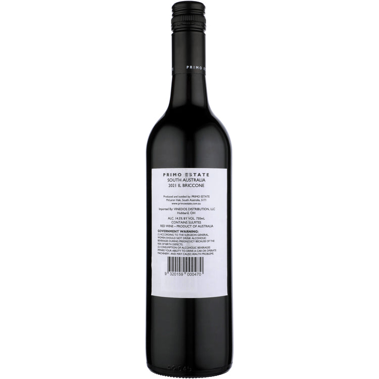 Primo Estate Shiraz/Sangiovese Il Briccone Mclaren Vale 2021 - 750ML - Back