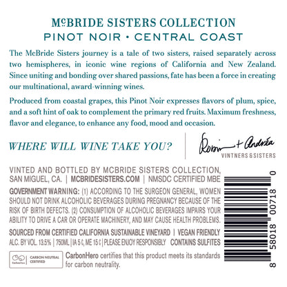 Mcbride Sisters Collection Pinot Noir Central Coast 2022 - 750ML