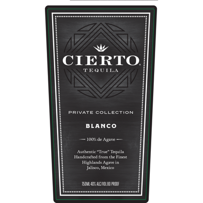 Cierto Tequila Blanco Private Collection 80 - 750ML