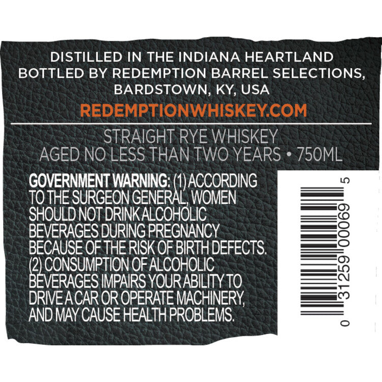Redemption Straight Rye Whiskey 92 - 750ML