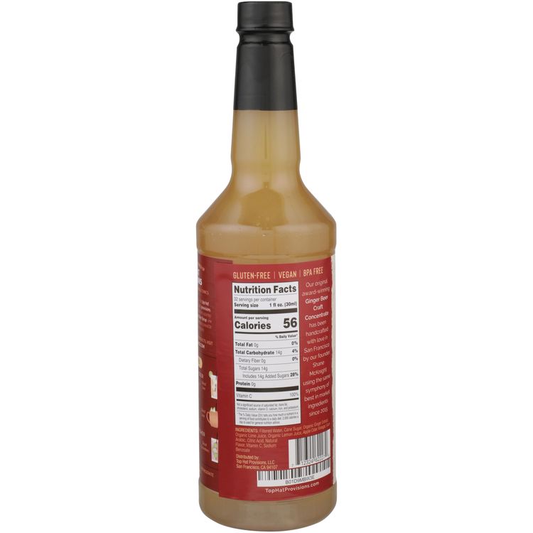 Top Hat Ginger Beer Craft Concentrate - 32 Z - Back