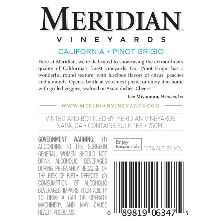 Meridian Vineyards Pinot Grigio California - 750ML