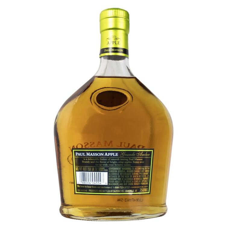 Paul Masson Apple Flavored Brandy Grande Amber 54 - 750ML - Back