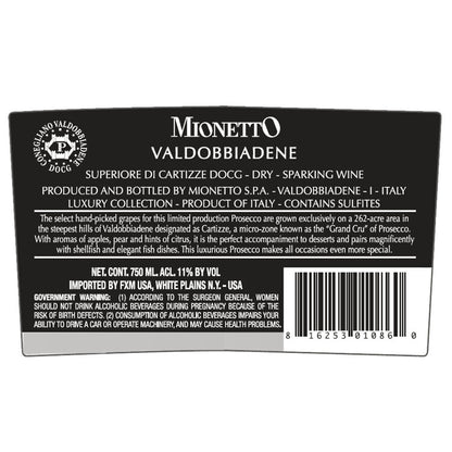 Mionetto Valdobbiadene Superiore Di Cartizze Dry Luxury Collection - 750ML - Back Label