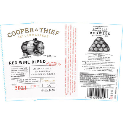 Cooper & Thief Red Wine Blend Bourbon Barrel Aged California - 750ML - Front Label