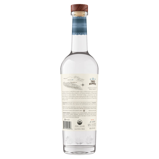 Tres Agaves Tequila Blanco 80 - 1.0L - Back