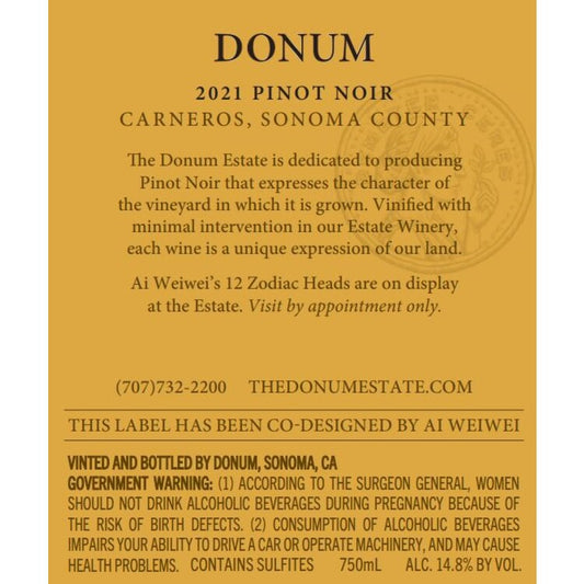 Donum Pinot Noir Single Vineyard Carneros 2022 - 750ML