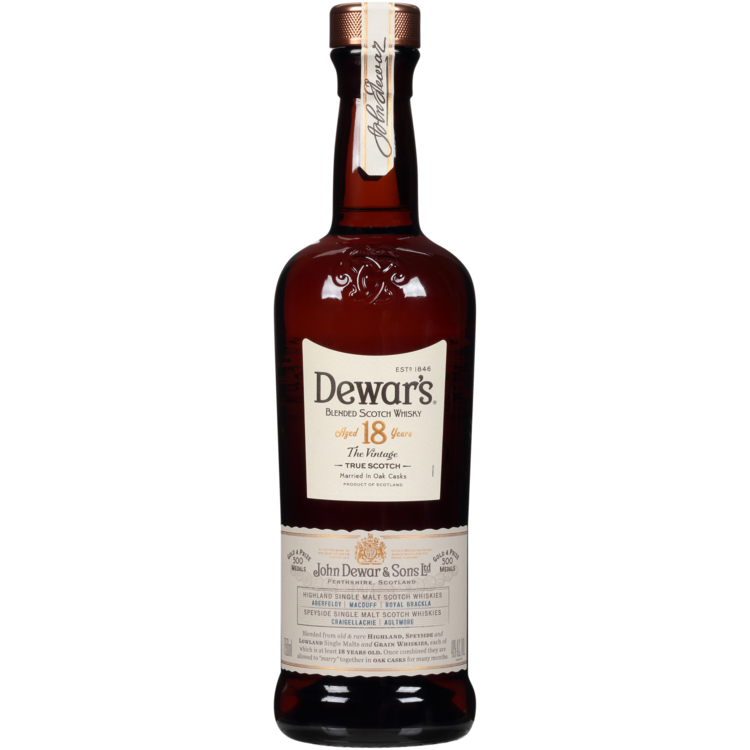 Dewar's Blended Scotch The Vintage 18 Yr 80 W/ Gift Tin - 750ML - Front