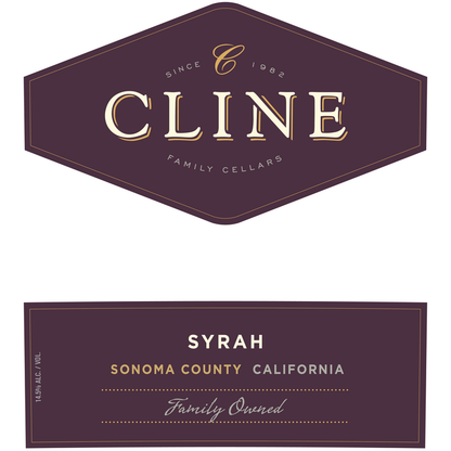 Cline Syrah Sonoma County 2022 - 750ML - Front Label