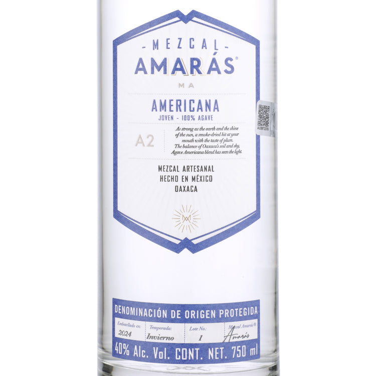 Amaras Mezcal Artesanal Ma Joven Americana A2 80 - 750ML - Front Label