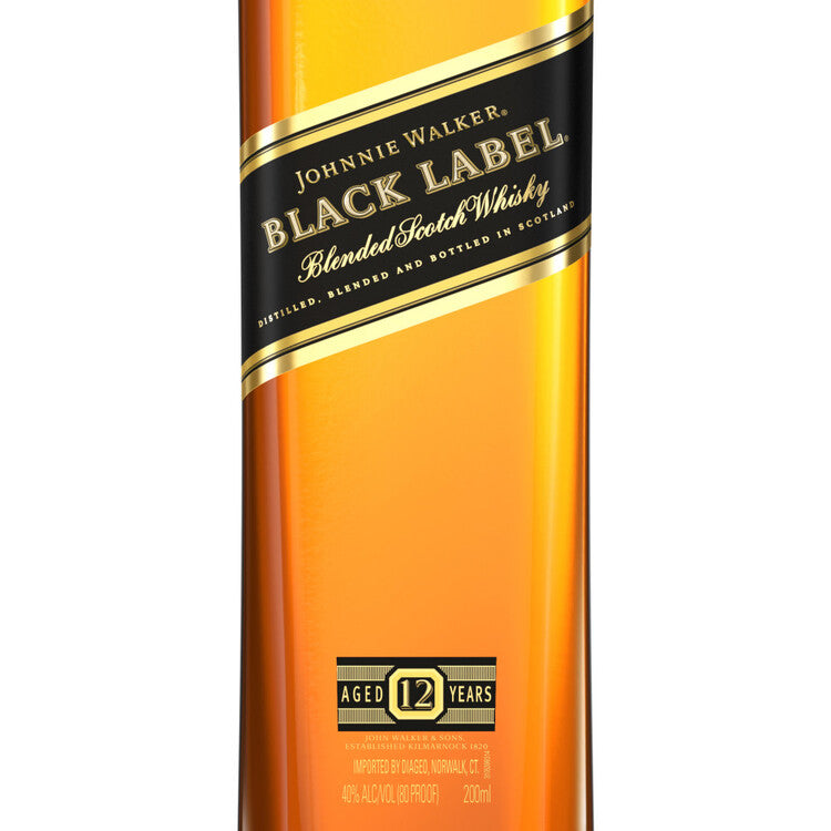 Johnnie Walker Blended Scotch Black Label 12 Yr 80 - 200ML - Front Label