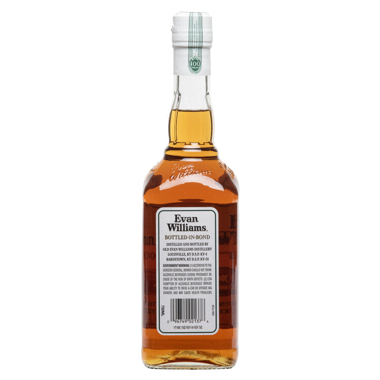 Evan Williams Straight Bourbon White Label Bottled In Bond 100 - 750ML - Back