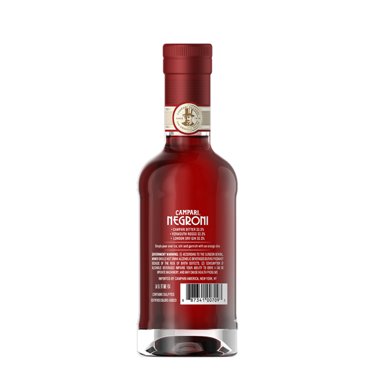 Campari Negroni Cocktail Ricetta Originale 52 - 375ML - Back