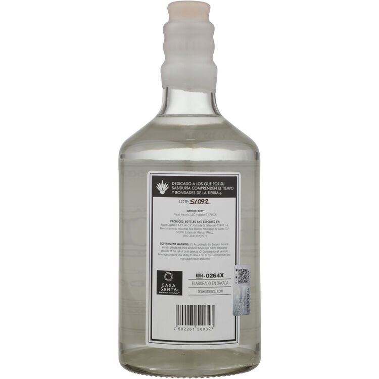 Bruxo Mezcal Artesanal Joven No. 1 Espadin 92 - 750ML - Back
