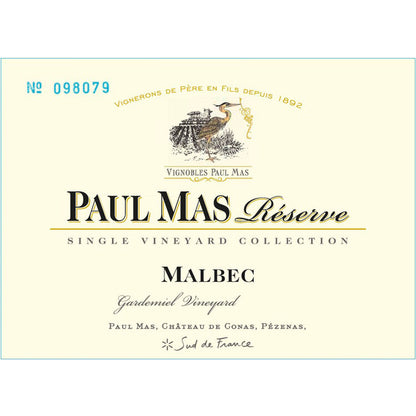 Paul Mas Reserve Malbec Gardemiel Vineyard Single Vineyard Collection - 750ML