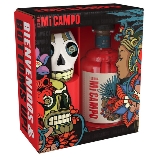 Mi Campo Tequila Blanco 80 Vap W/ Skull Mug - 750ml - 750ML - Front