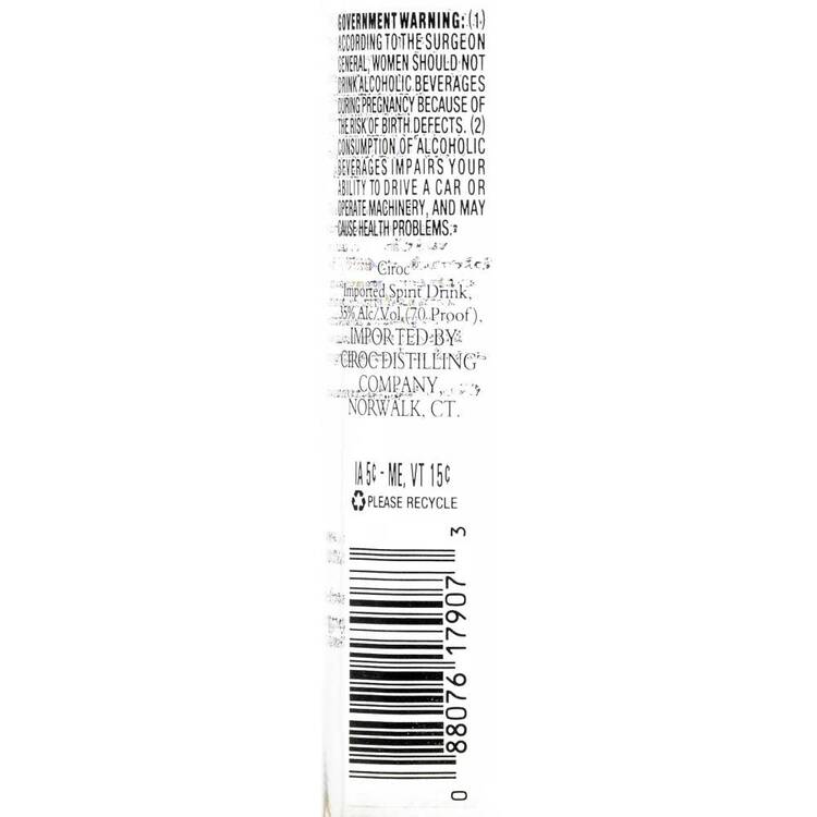 Ciroc Pineapple Flavored Vodka 70 - 375ML - Back Label