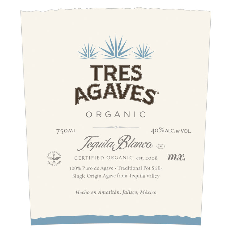 Tres Agaves Tequila Blanco 80 - 750ML - Front Label