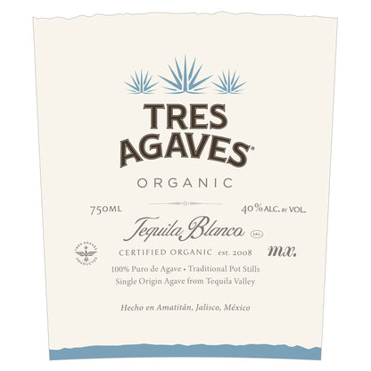 Tres Agaves Tequila Blanco 80 - 750ML - Front Label