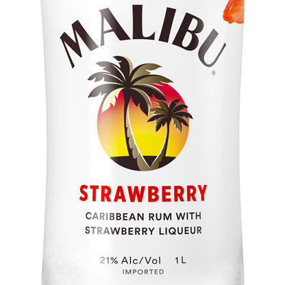 Malibu Strawberry Flavored Rum 42 - 1.0L - Front Label